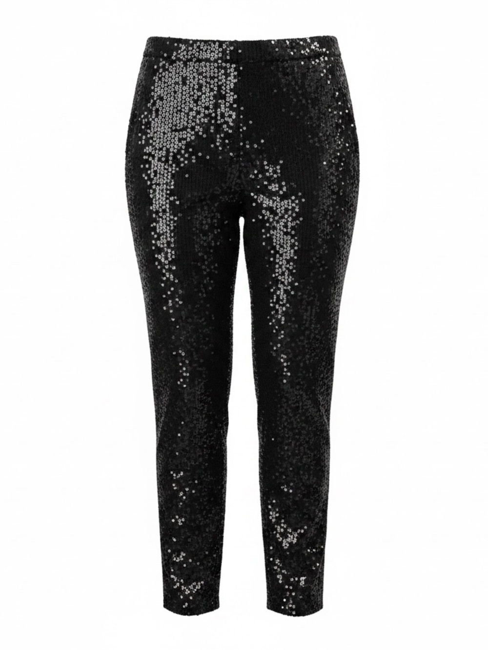 Ashro Black Sequin Straight-Leg Pants